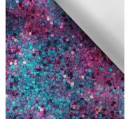 Water-resistant Polyester TD/NS Magenta and Turquoise Glitter Print 