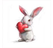 Water-resistant Polyester Panel 49x49 Rabbit with Heart
